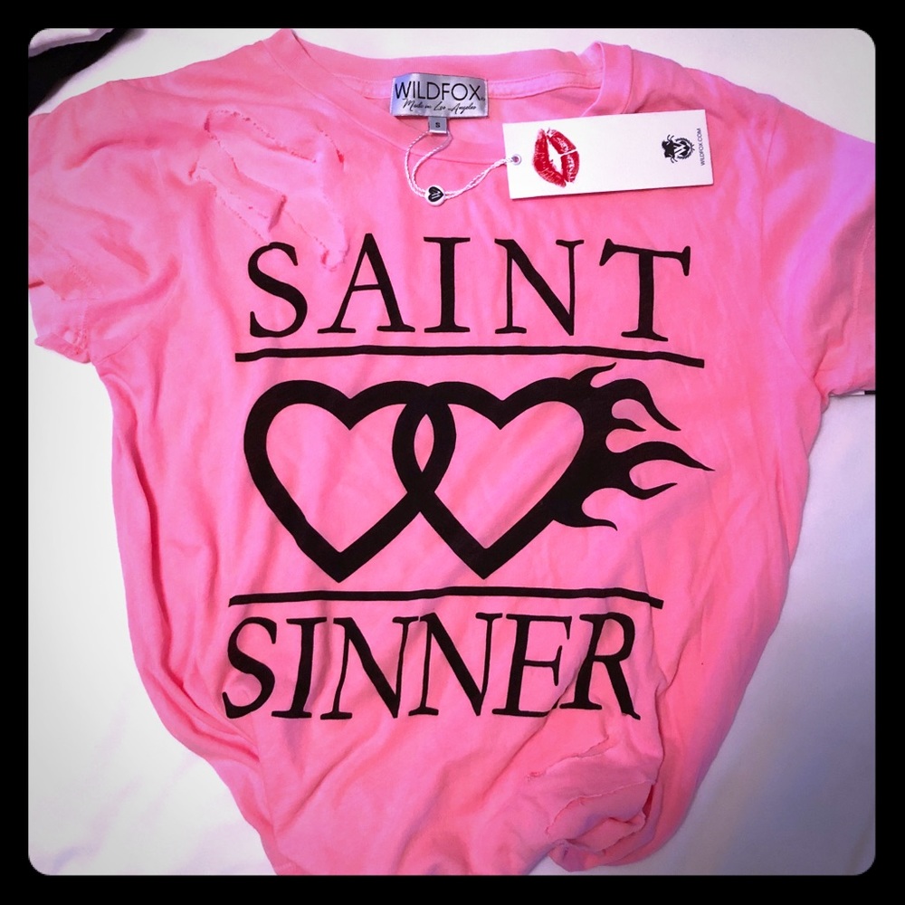NWT Wildfox distressed Saint and Sinner tee